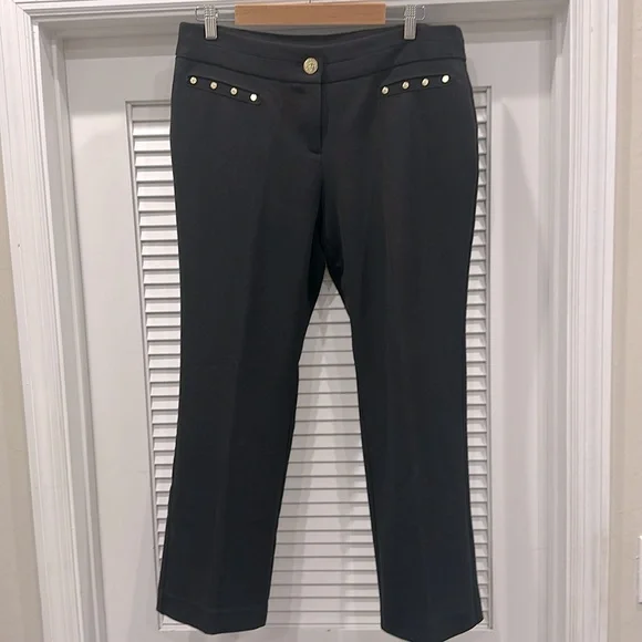 Anne Klein Trousers Dress Pants 12P Black w Gold Hardware - Picture 15 of 16